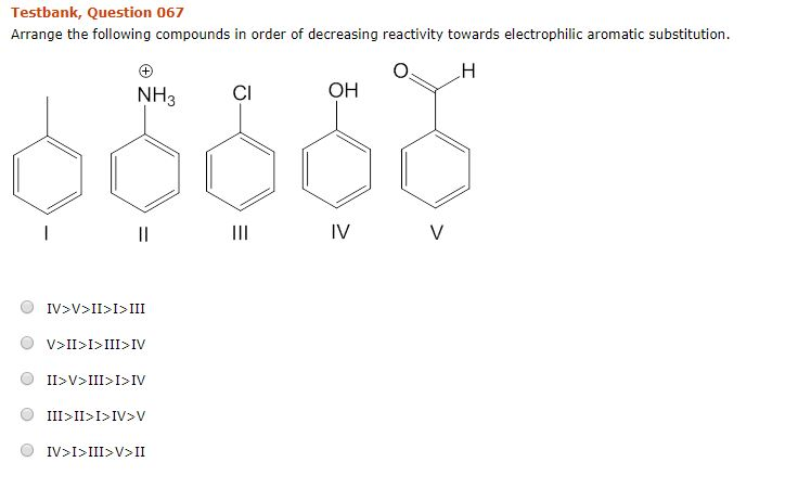 Solved Testbank, Question 067 Arrange the following | Chegg.com