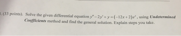 Solved Solve the given differential equation y" - 2y' + y - | Chegg.com