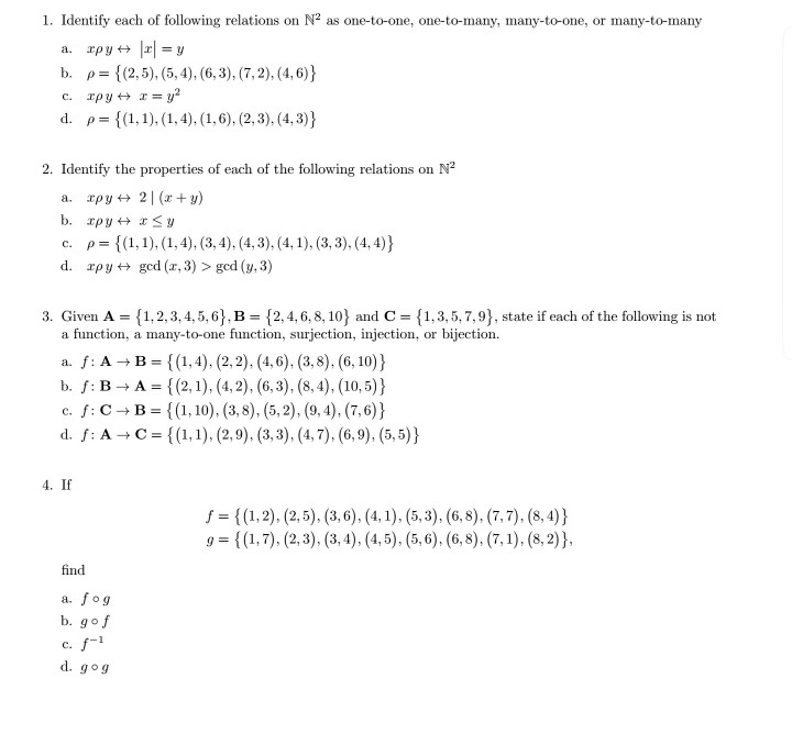 Solved 1. Identify each of following relations on N2 as | Chegg.com