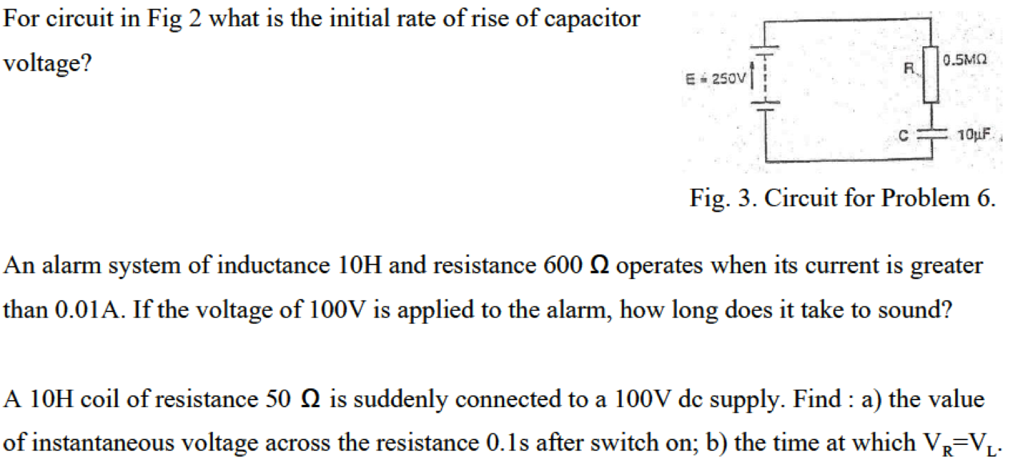 Solved For circuit in Fig 2 what is the initial rate of rise | Chegg.com