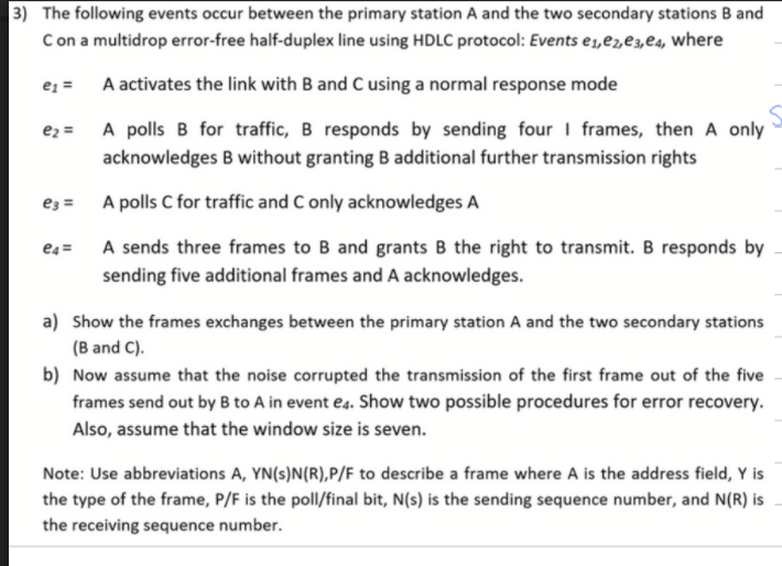 Solved 3) The Following Events Occur Between The Primary | Chegg.com