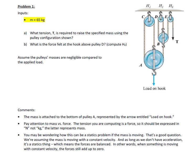 Solved Inputs m = 65 kg What tension, T, is required to