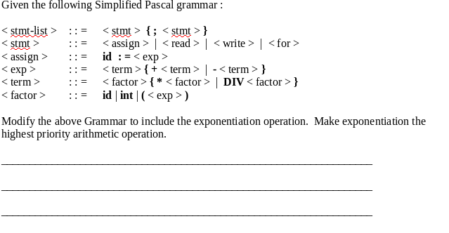 Solved Given the following Simplified Pascal grammar: ::= : | Chegg.com