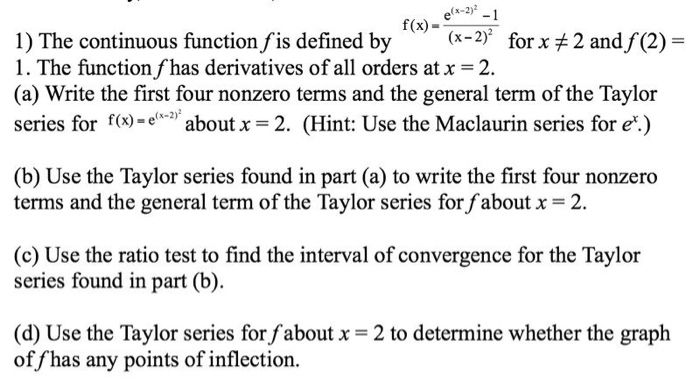 Solved 1 The Continuous Function F Is Defined By Fx 4836