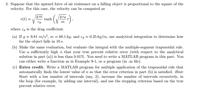 Solved Suppose that the upward force of air resistance on a | Chegg.com