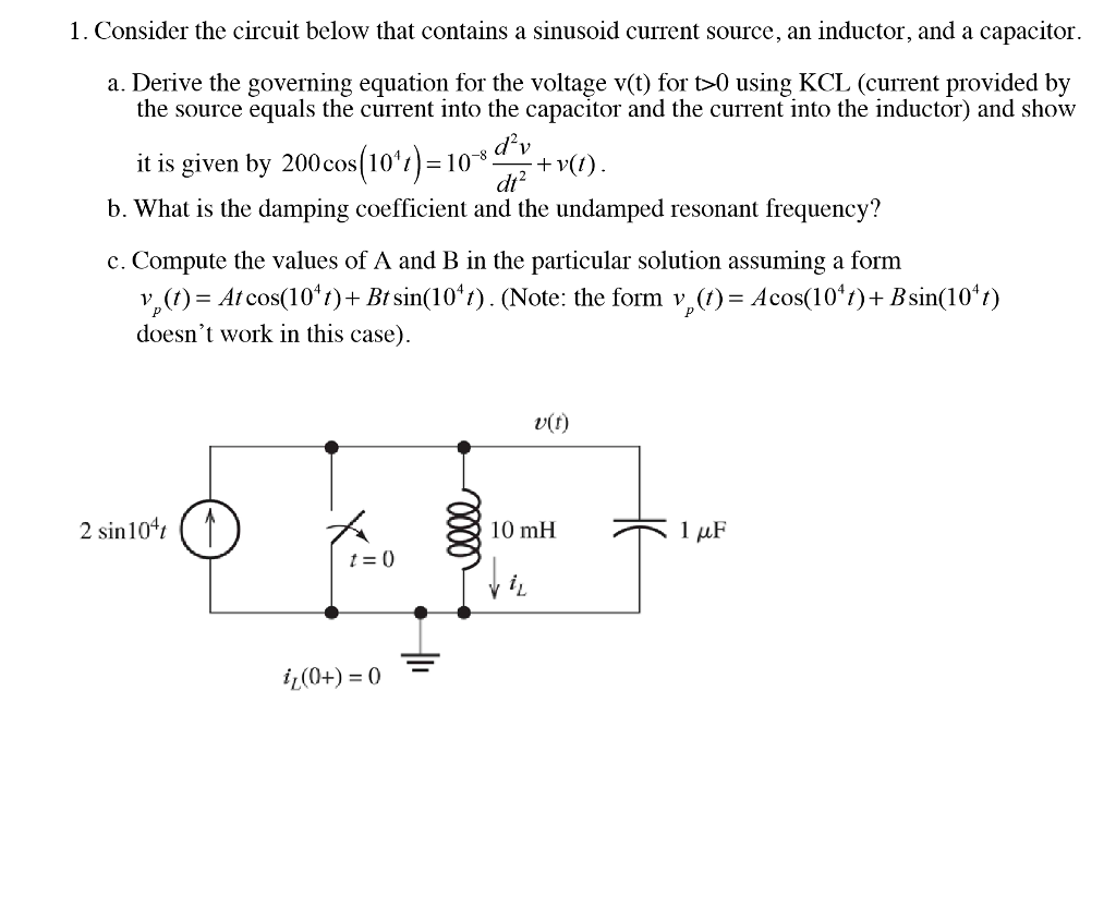 Solved 1. Consider the circuit below that contains a | Chegg.com