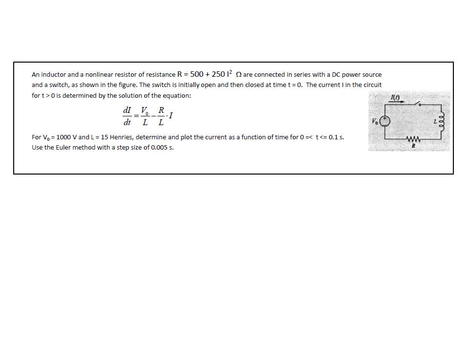 An inductor and a resistor of resistance R