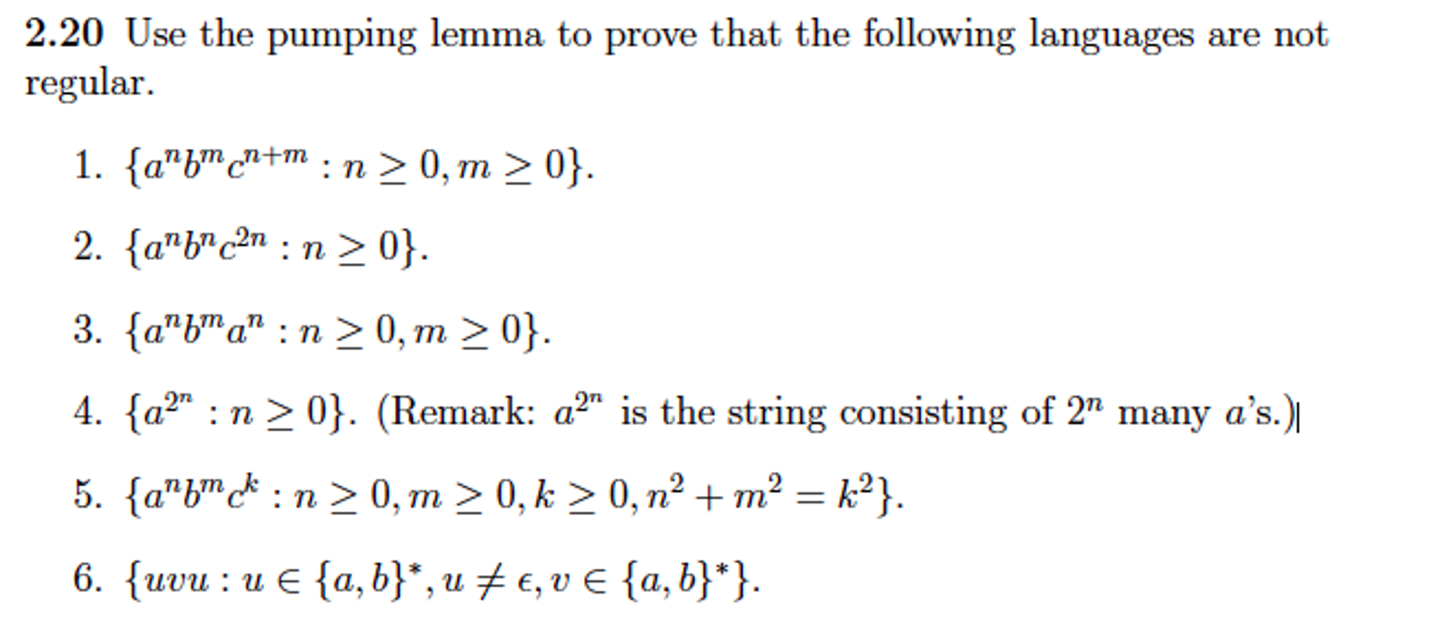 Use The Pumping Lemma To Prove That The Following | Chegg.com