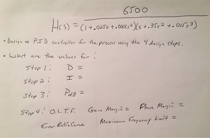 Solved Using Matlab or design, design a PID controller for | Chegg.com