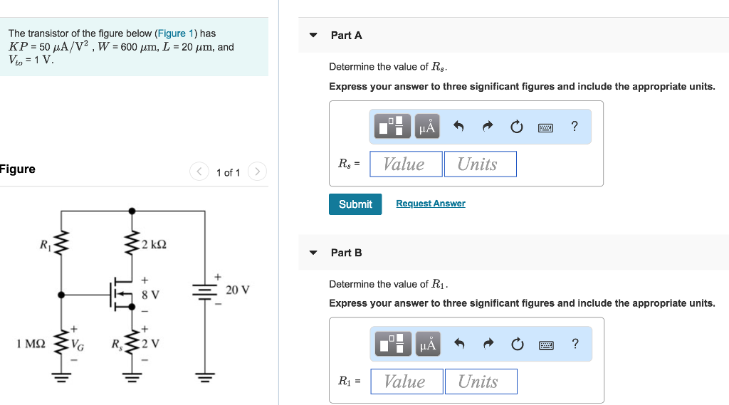 Solved The transistor of the figure below (Figure 1) has | Chegg.com