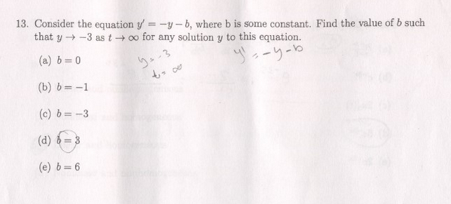 Solved 13. Consider The Equation Y' = -y -b, Where B Is | Chegg.com