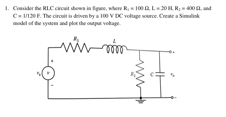 Solved 1. Consider the RLC circuit shown in figure, where R1 | Chegg.com