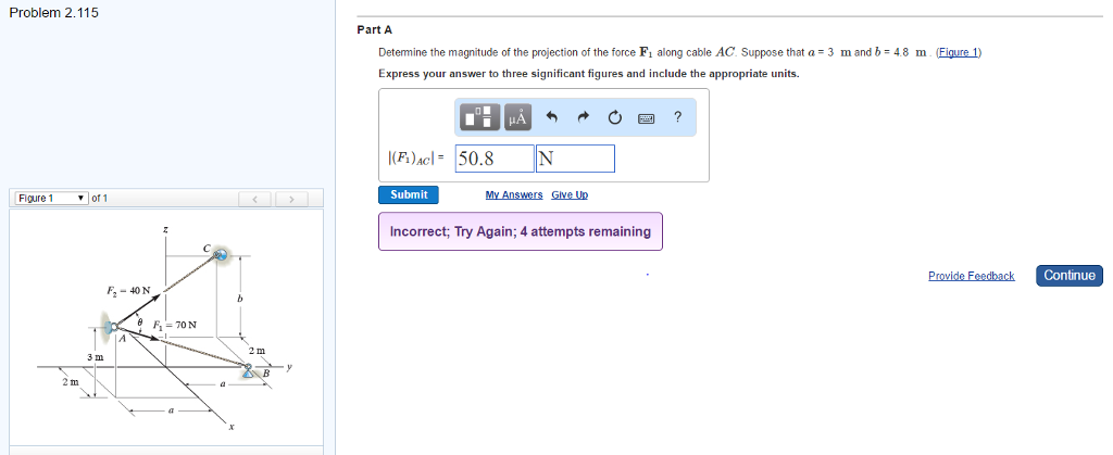 Determine the magnitude of the projection of the | Chegg.com