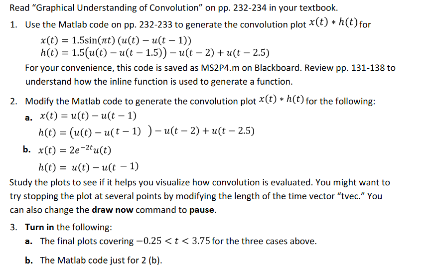 Solved M2.4 Graphical Understanding of Convolutio MATLAB | Chegg.com