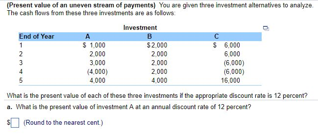 Solved ?(Present value of an uneven stream of payments?) You | Chegg.com