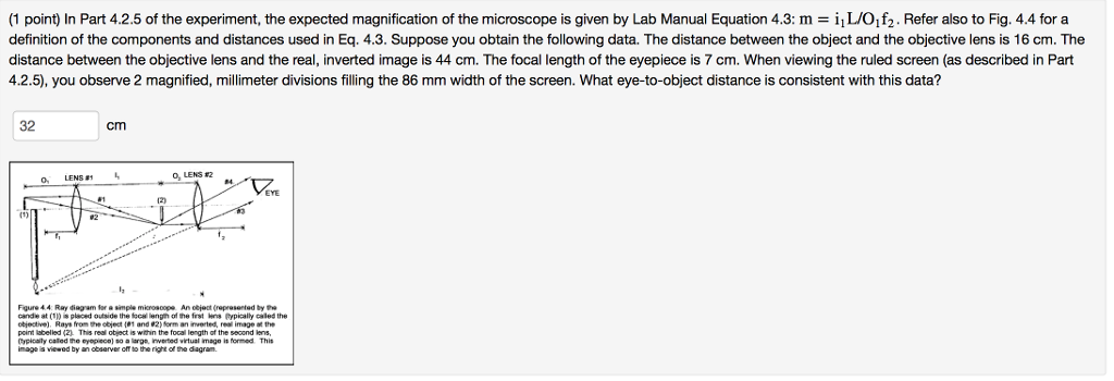 Solved (1 point) In Part 4.2.5 of the experiment, the | Chegg.com