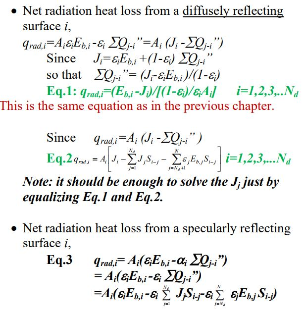 Based on the already derived specular view factors