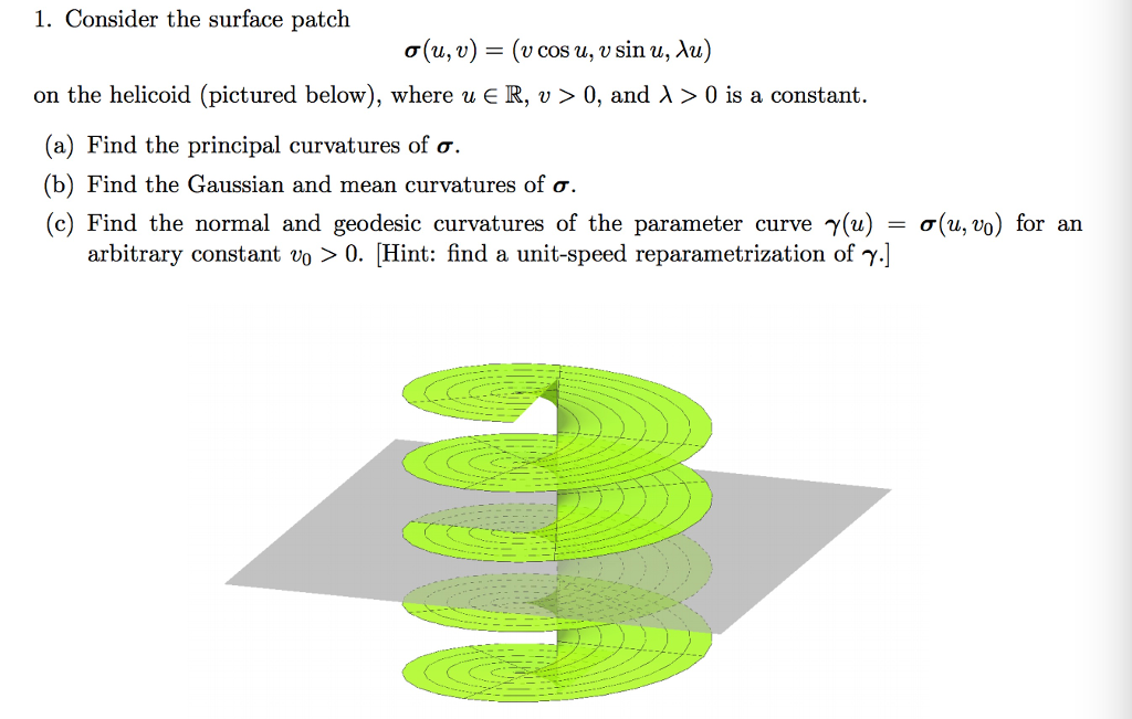 Solved 1. Consider the surface patch o(u, v) = (u cos u, v