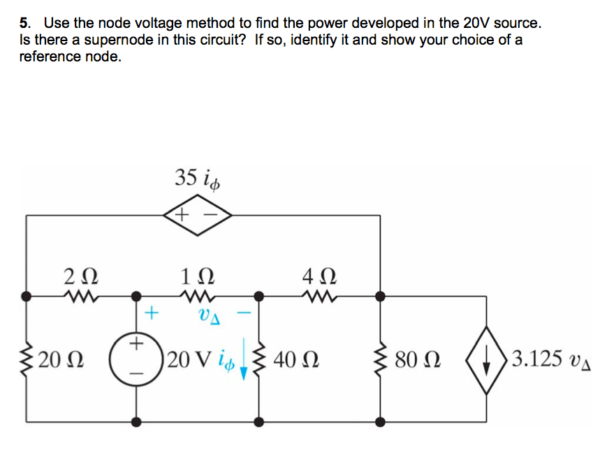 Solved Use the node voltage method to find the power | Chegg.com