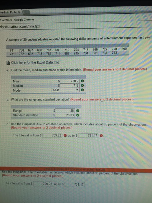 Solved A sample of 25 undergraduates reported the following | Chegg.com