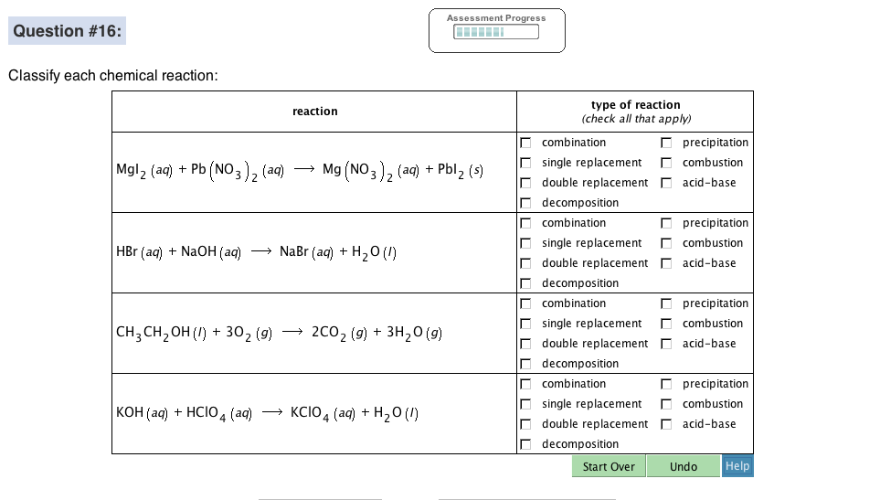 Classify Each Chemical Reaction Chegg 