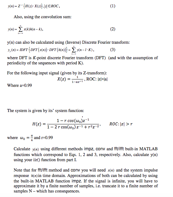 Solved Also Using The Convolution Sum Y N Σ X K H N K