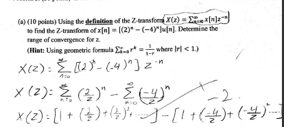 Solved Using the definition of the Z-transform X(z) = to | Chegg.com