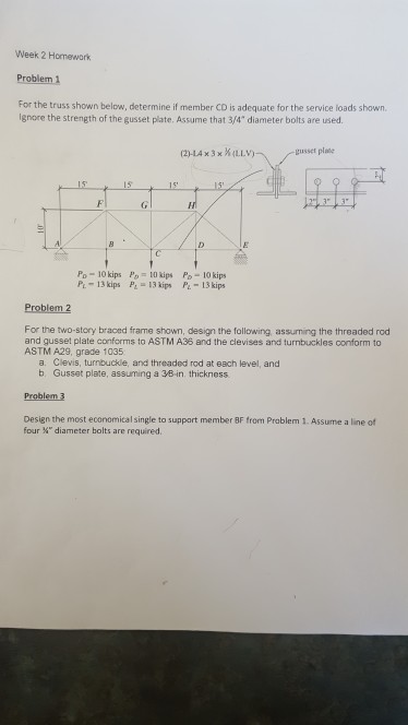 Solved Week 2 Homework Problem For The Truss Shown Below, | Chegg.com