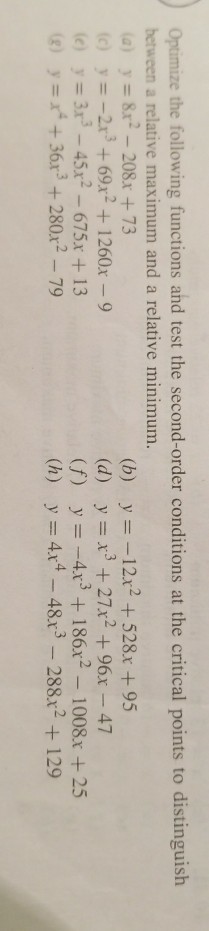 Solved Optimize the following functions and test the | Chegg.com