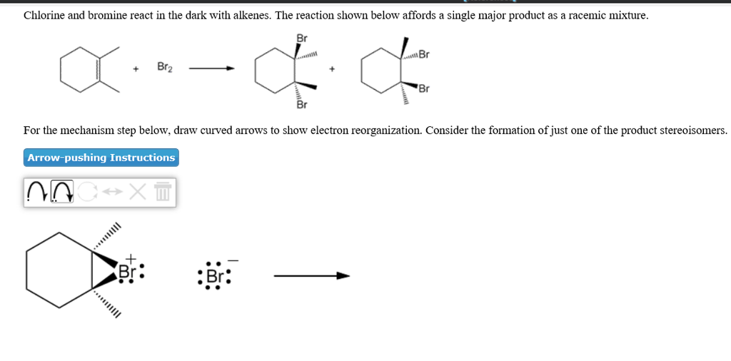 Solved Chlorine and bromine react in the dark with alkenes.