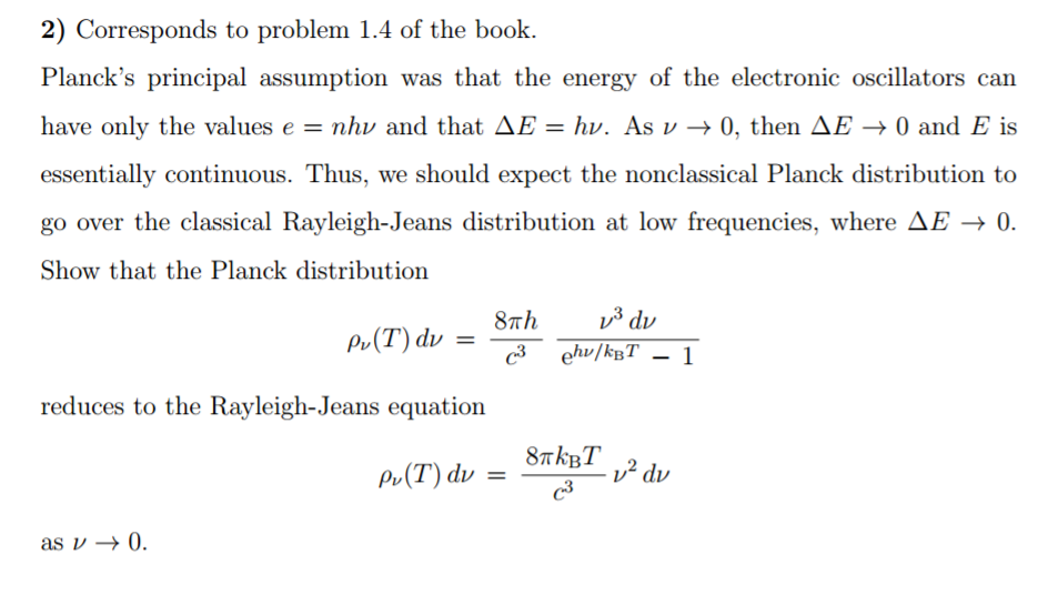 Solved Corresponds to problem 1.4 of the book. Planck's | Chegg.com