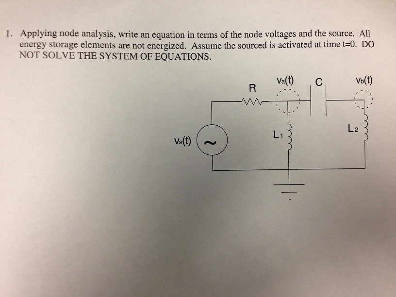 Solved Applying node analysis, write an equation in terms of | Chegg.com