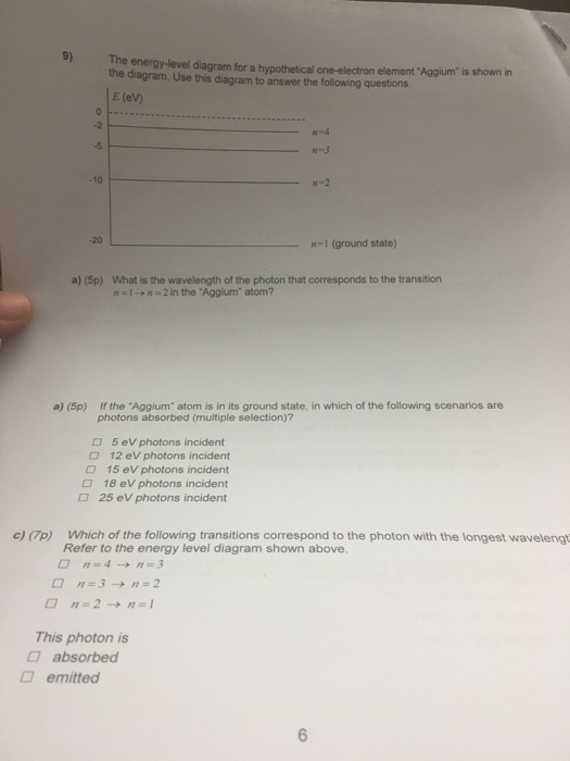 Solved The energy-level diagram for a hypothetical | Chegg.com