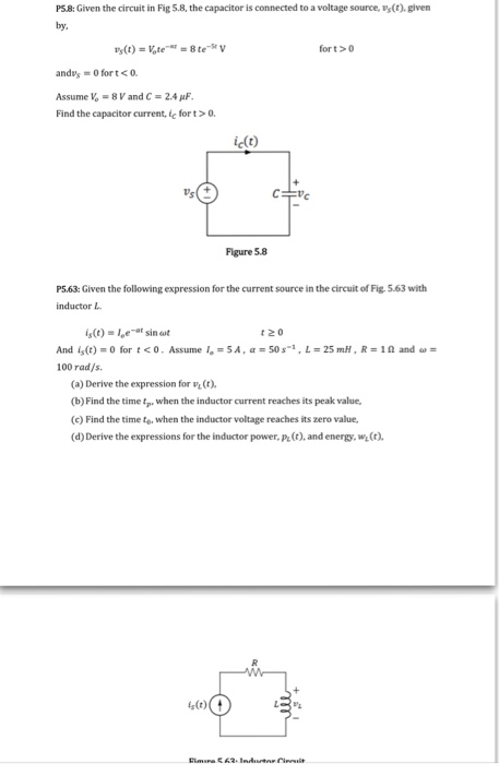 Solved Given the circuit in Fig 5.8, the capacitor is | Chegg.com