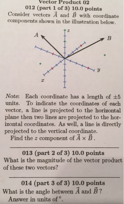 Solved Vector Product 02 012 (part 1 of 3) 10.0 points | Chegg.com