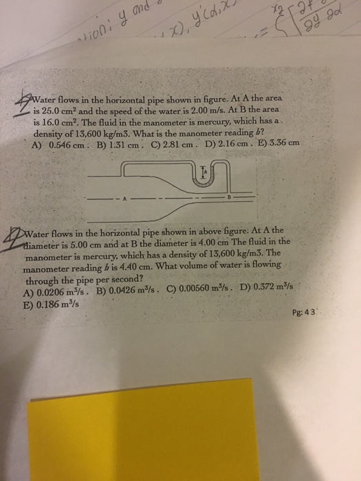 Solved Water flows in the horizontal pipe shown in figure.
