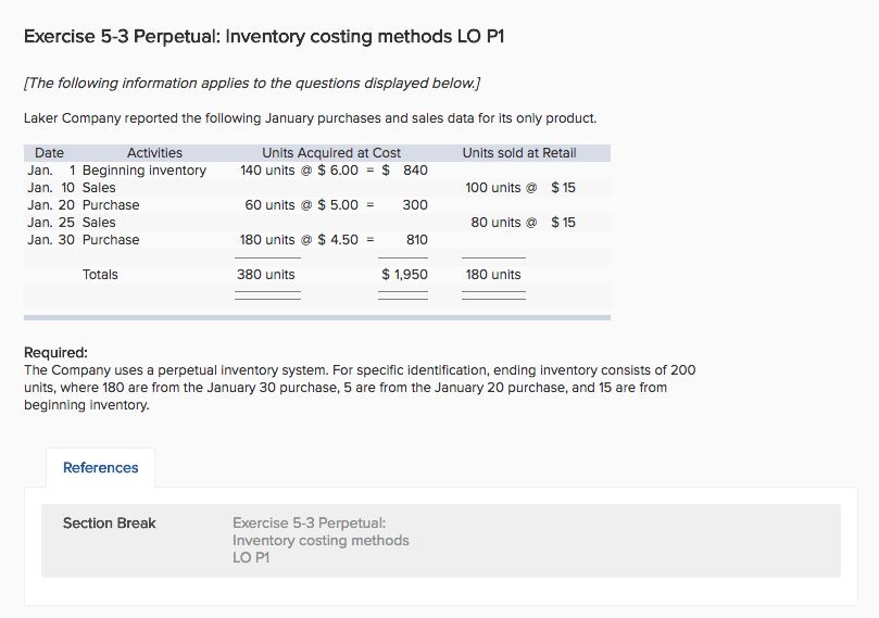 Solved Exercise Perpetual Inventory Costing Methods Lo Chegg Com