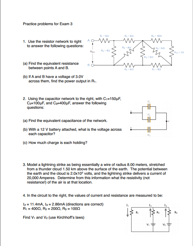 Solved Use the resistor network to right to answer the | Chegg.com