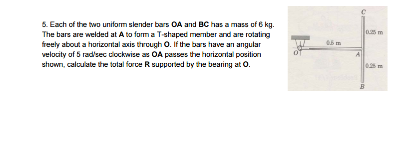 Solved 5 Each Of The Two Uniform Slender Bars OA And BC Has Chegg