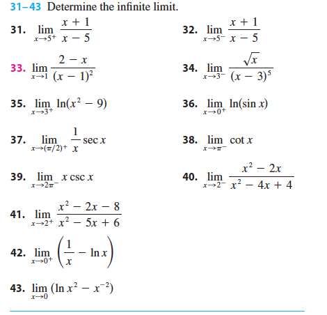 Solved Determine the infinite limit. lim_x rightarrow 5^+ x | Chegg.com