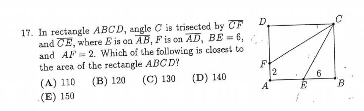 Solved In rectangle ABCD, angle C is trisected by CF bar and | Chegg.com