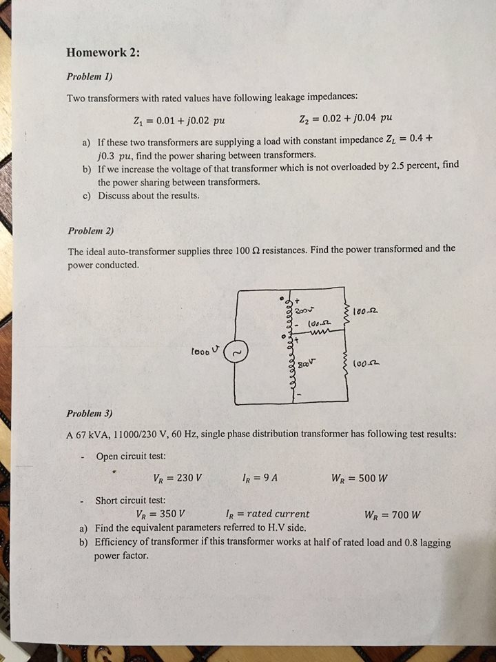 Solved Two transformers with rated values have following