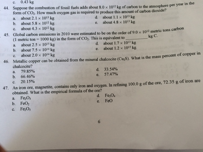 Solved Suppose the combustion of fossil fuels adds about 8.0 | Chegg.com