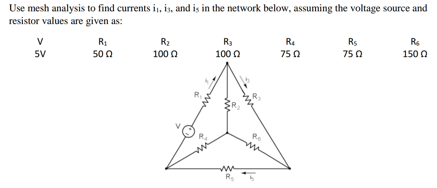 Solved Use mesh analysis to find currents i_1, i_3, and i_5 | Chegg.com