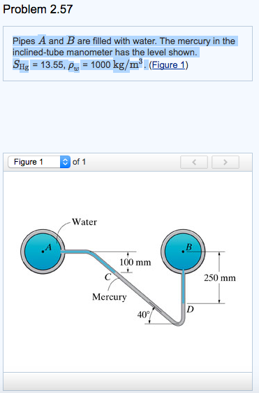 Solved Determine the difference in pressure PB - PA between | Chegg.com