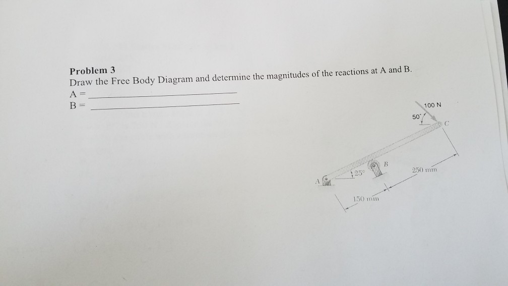 Solved Problem3 Draw The Free Body Diagram And Determine The | Chegg.com