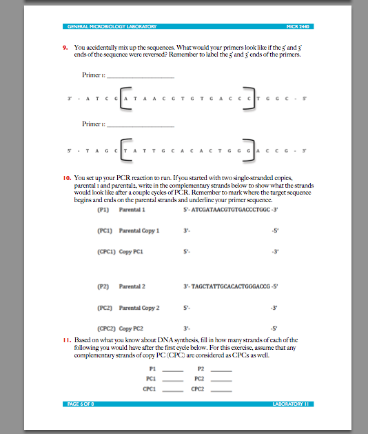 Solved Laboratory 12: Polymerase Chain Reaction Objective To | Chegg.com