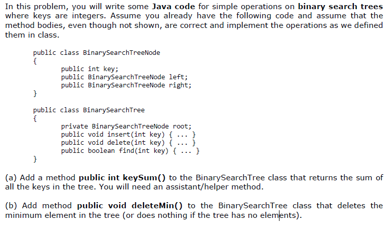 Solved In this problem, you will write some Java code for | Chegg.com