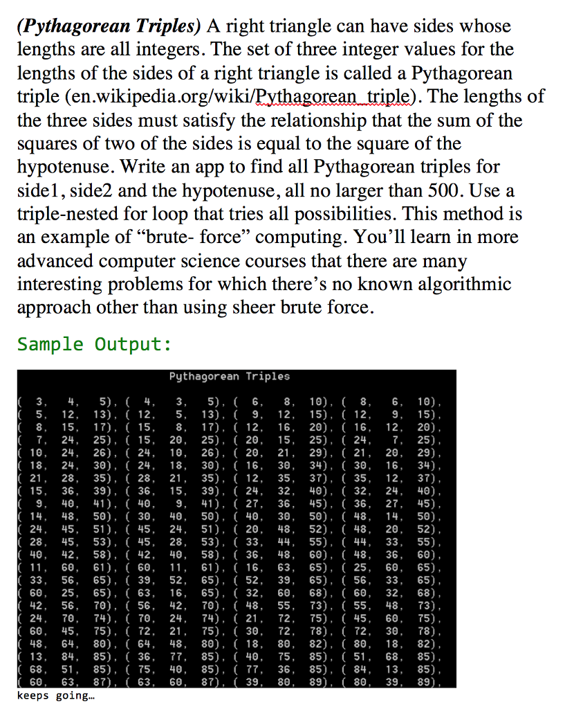 Solved (Pythagorean Triples) A right triangle can have sides | Chegg.com