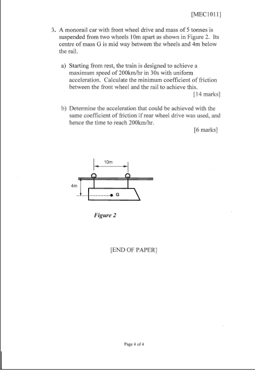 Solved Mechanics Past paper Exam | Chegg.com